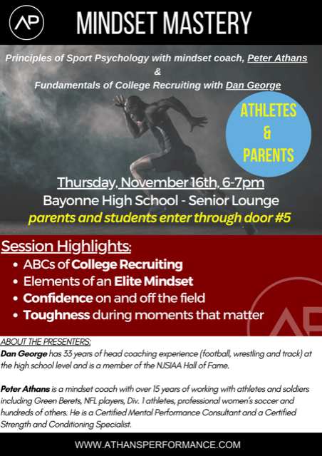 Mindset Mastery Presntation, Thurs Nov 16th, 6-7pm in the BHS Senior Lounge